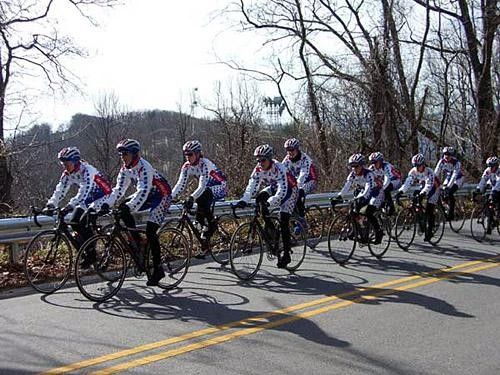 The team hits the climb during day 2 riding