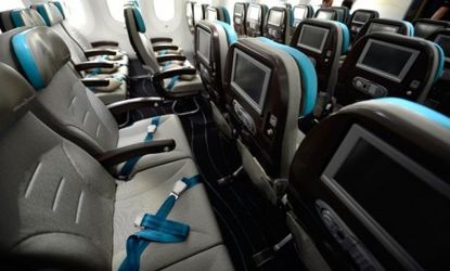 The interior of the new Boeing Dreamliner 787: The potentially game-changing aircraft uses less fuel than similarly sized competitors.

