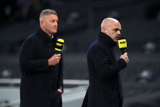 BBC Euro 2024 Paul Robinson and Danny Murphy are seen working as TV Pundits for the BBC prior to the UEFA Europa League play-off match between Tottenham Hotspur and Maccabi Haifa at Tottenham Hotspur Stadium on October 01, 2020 in London, England. Football Stadiums around Europe remain empty due to the Coronavirus Pandemic as Government social distancing laws prohibit fans inside venues resulting in fixtures being played behind closed doors. (Photo by Pool/Getty Images)