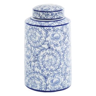 blue and white patterned lidded jar from La Redoute