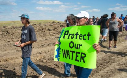 Protesters at the Dakota Access Pipeline site