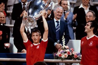 Nottingham Forest captain John McGovern lifts the European Cup, 1979