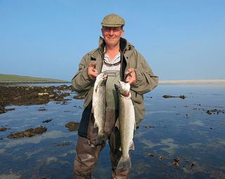 Of course, as soon as the camera crew departs, the fish can’t keep away. The Boss, Editor Hedges, with ‘the sea trout of a lifetime’.