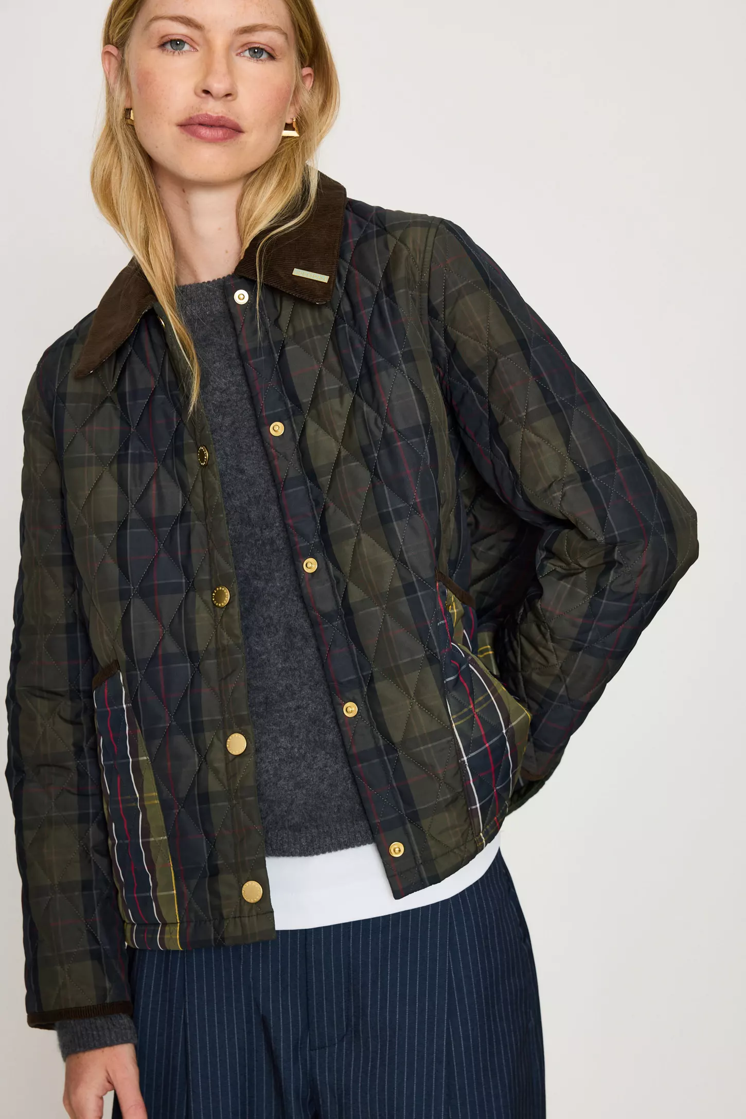 Barbour, Tartan Reimagined Icons Tartan Cropped Liddesdale Quilted Jacket