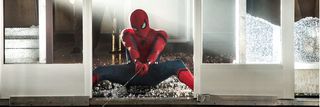 Spider-Man: Homecoming Spidey holds the elevator