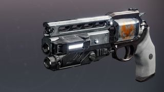 Destiny 2 Solemn Remembrance god roll: The Solemn Remembrance hand cannon against a plain grey background.