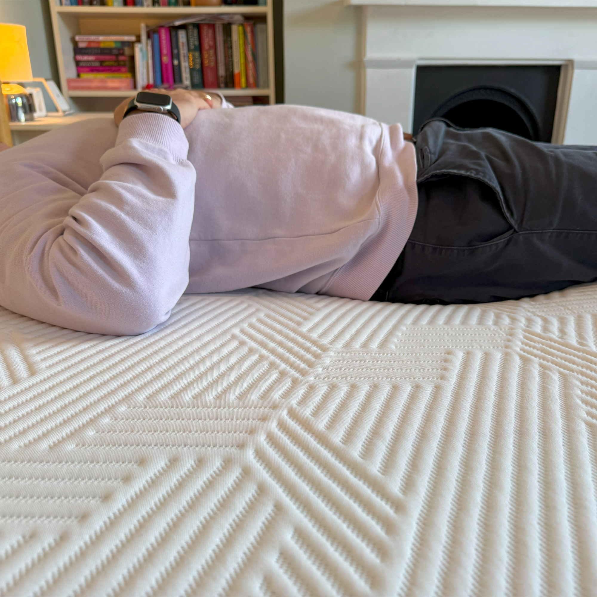 Emma Hybrid Airgrid mattress being tested at home