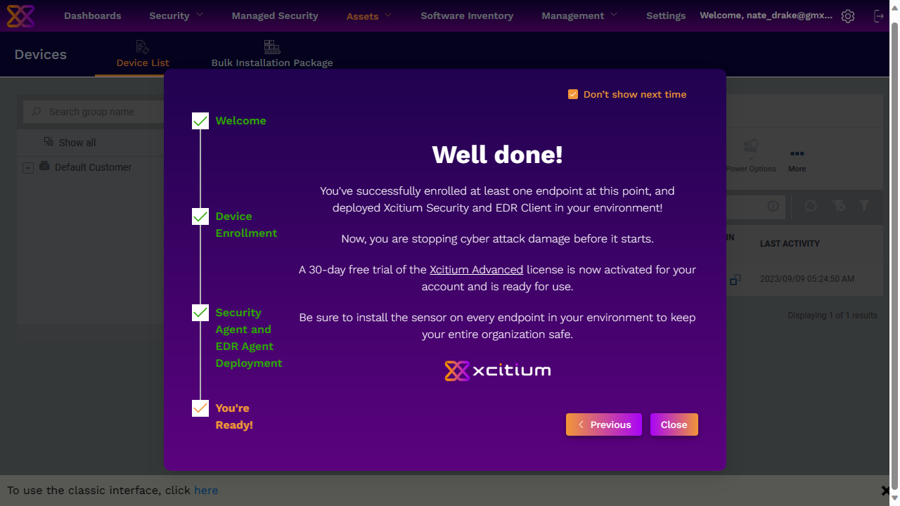 Xcitum Advanced: Setup