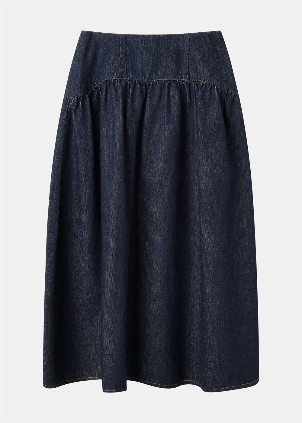 Denim Waisted Midi Skirt