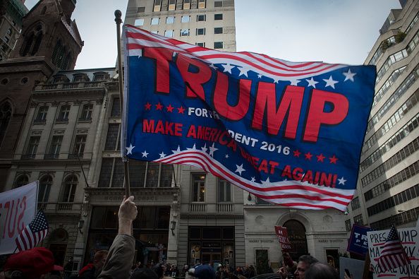 Trump supporters rally outside Trump Tower.