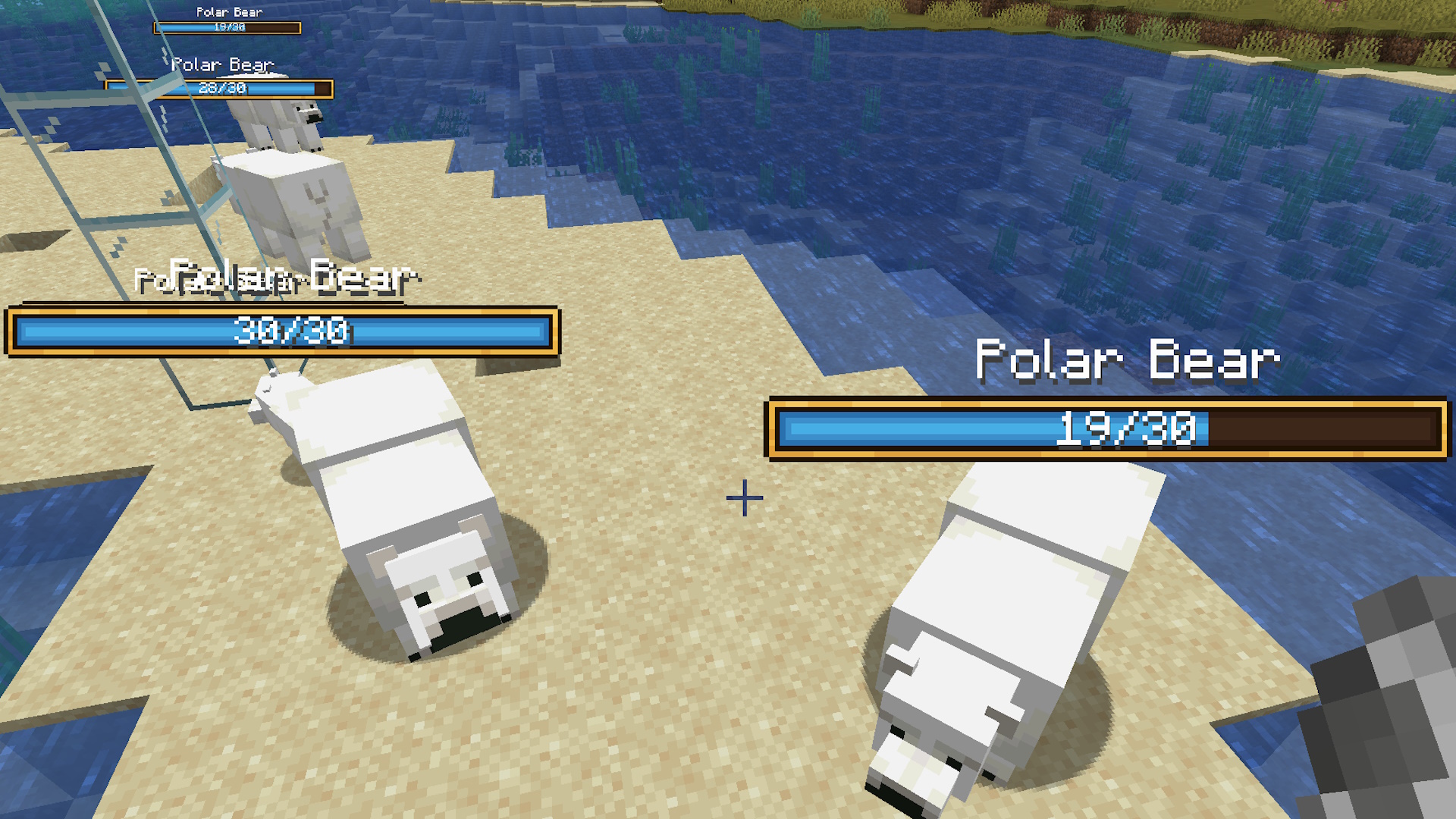 Minecraft mods - YDM&#039;s Mob Health Bar mod showing off some polar bears