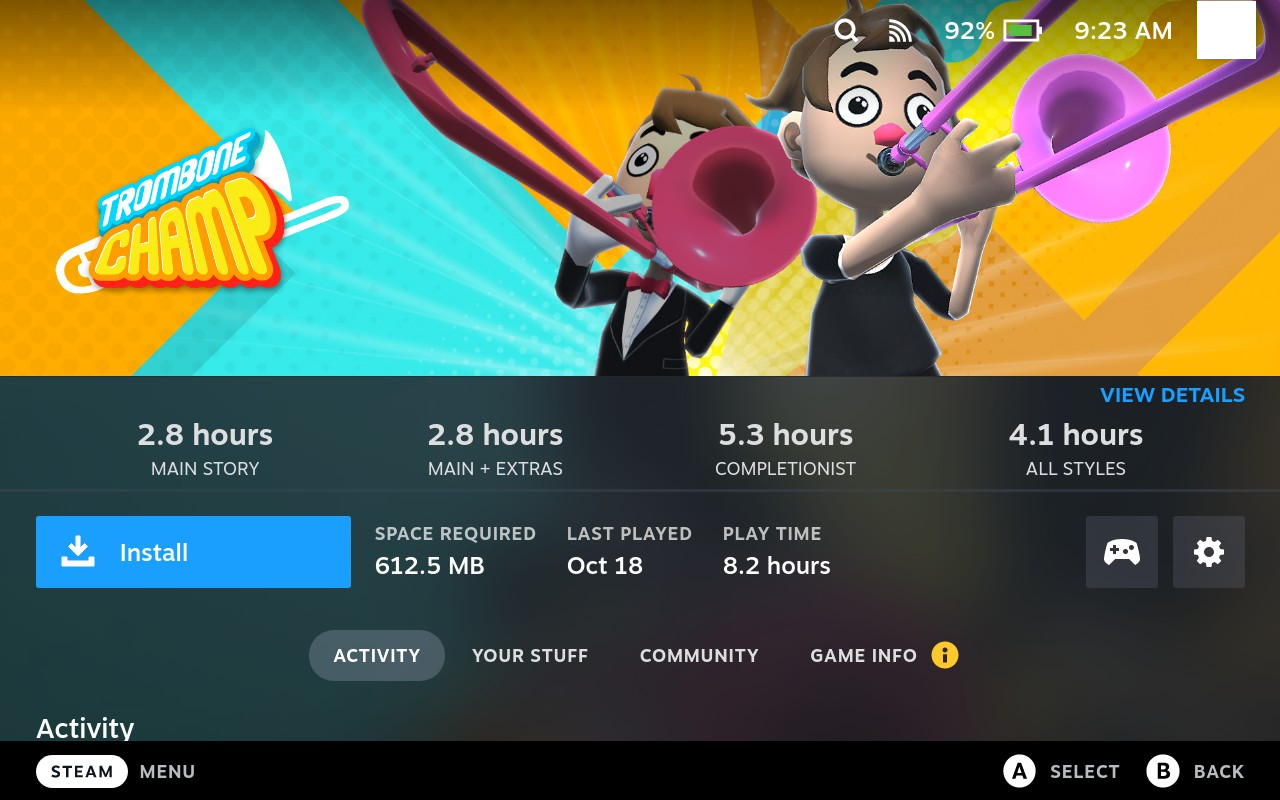 Example of HLTB on Steam Deck