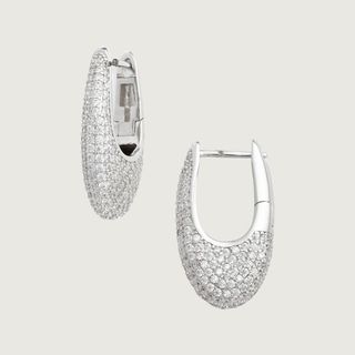 Pavé Cubic Zirconia Chubby Hoop Earrings