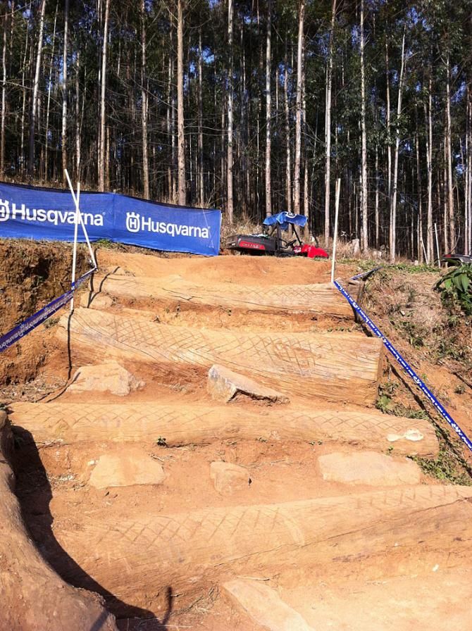 Sharka's playground challenges riders with both steepness and log drop-offs.