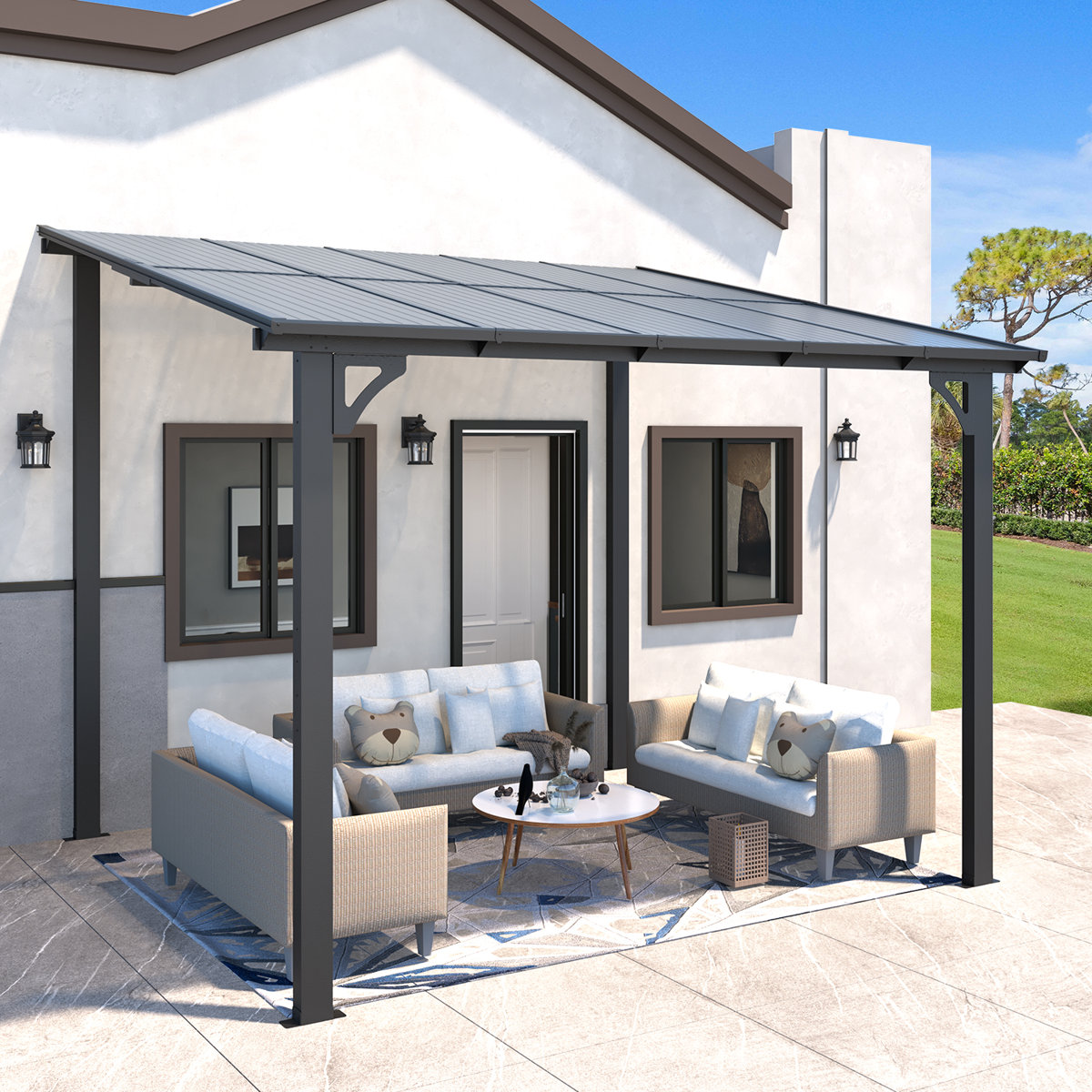 Blue Elephant Mandalc Aluminum Pergola With Canopy &amp;amp; Reviews | Wayfair.co.uk