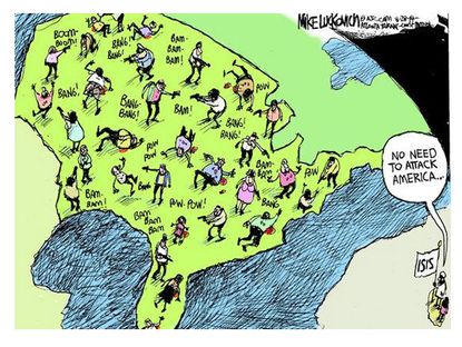 Editorial cartoon U.S. America gun violence