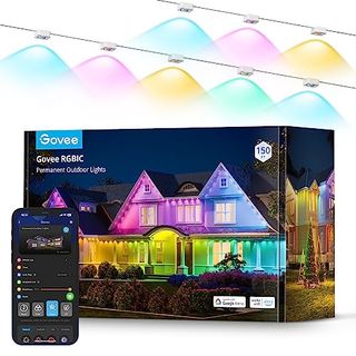 Govee Permanent Outdoor Lights, Smart Rgbic Outdoor Lights With 75 Scene Modes, 150ft With 108 Led Eaves Lights, Ip67 Waterproof for Halloween Decorations, Christmas, Work With Alexa, Google Assistant