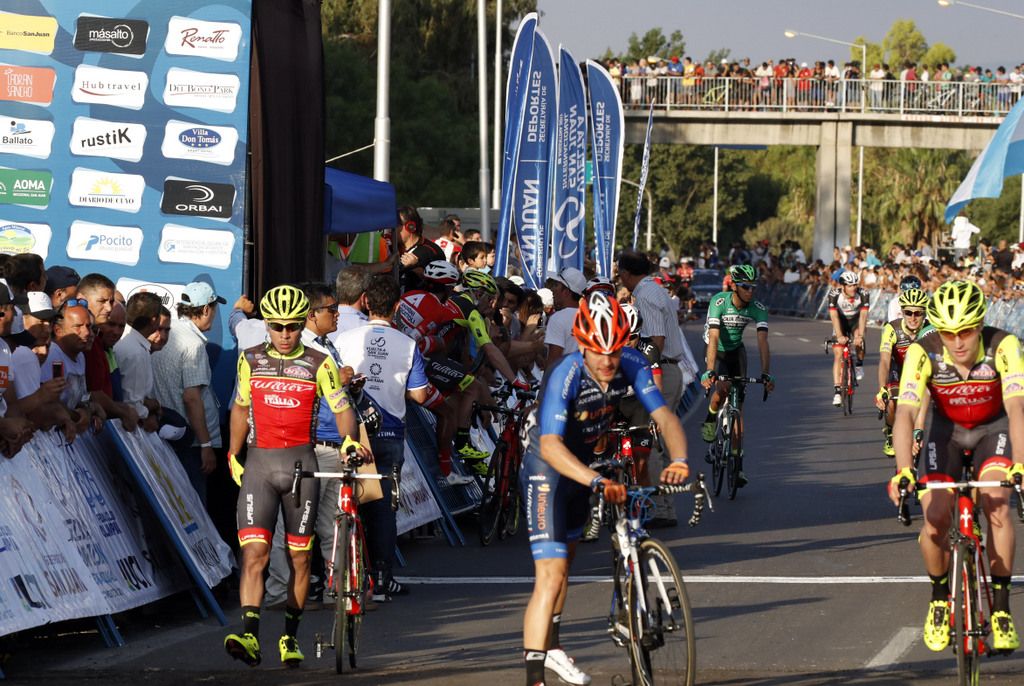 It was a messy finish as riders jumped the barriers to finish the stage