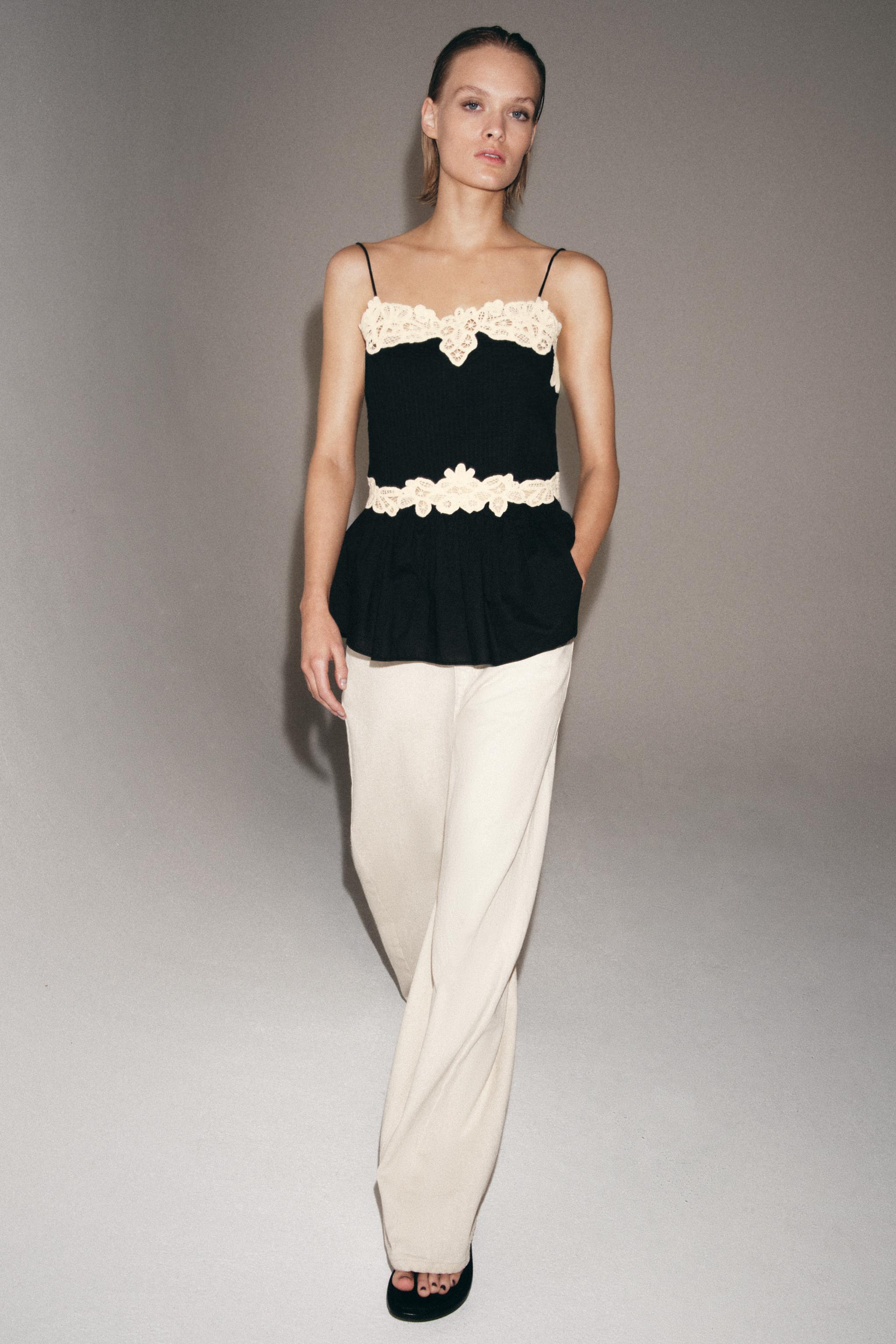 Zw Collection Contrast Lace Top