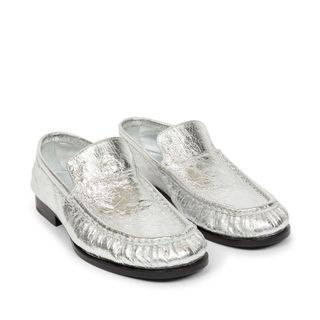 image of silver loafers