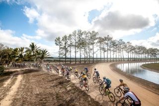 The Crocodile Trophy peloton leaves Skybury Coffee Plantation on the morning of stage eight.