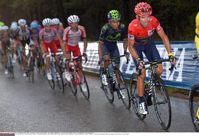 Valverde leads the small group on the climb