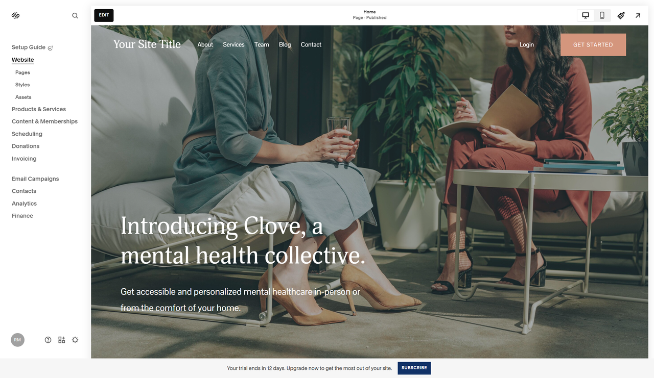Squarespace editor