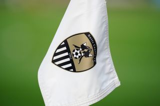 The Notts County badge on a corner flag