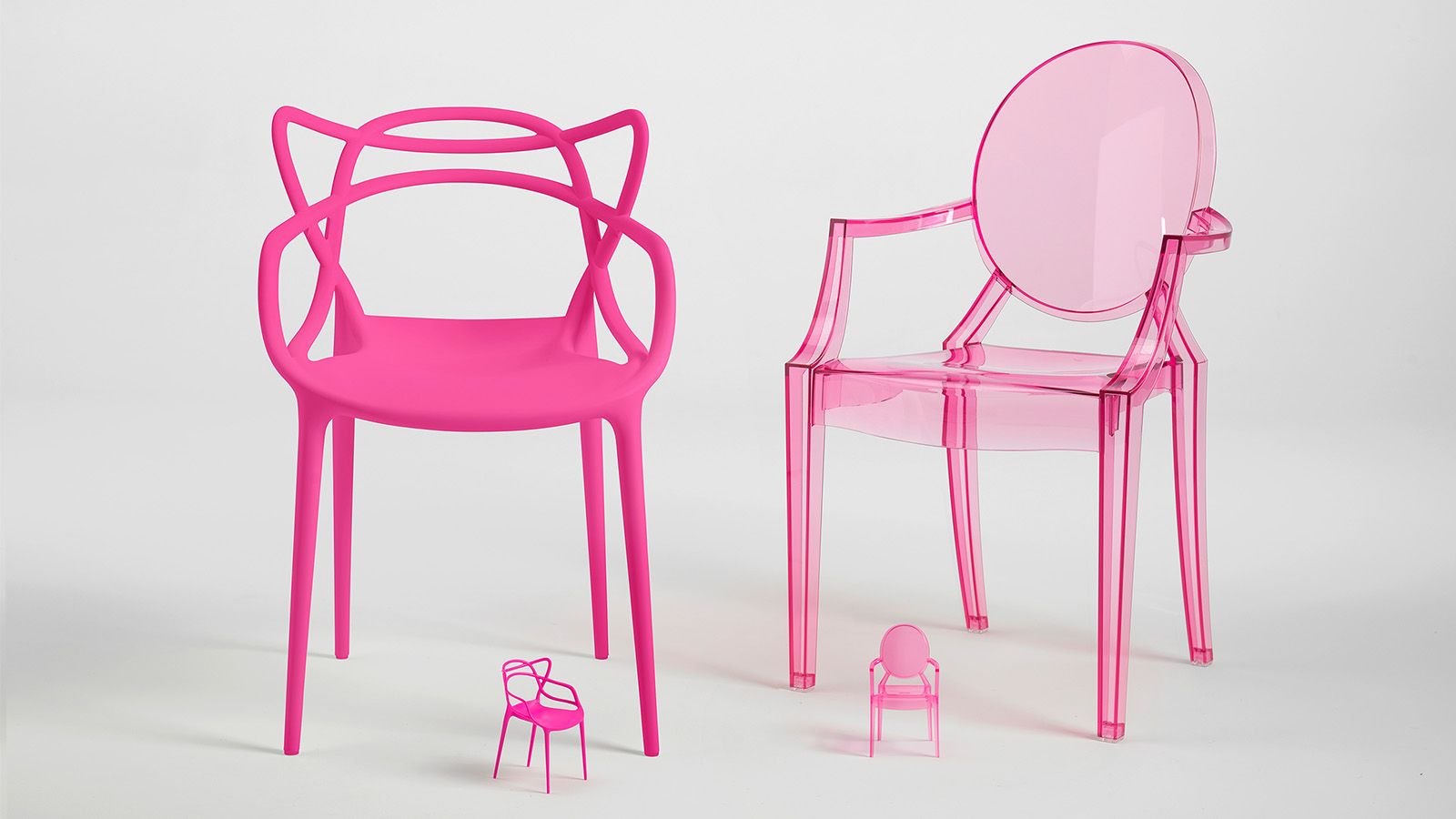 pink chairs, real size and toy size