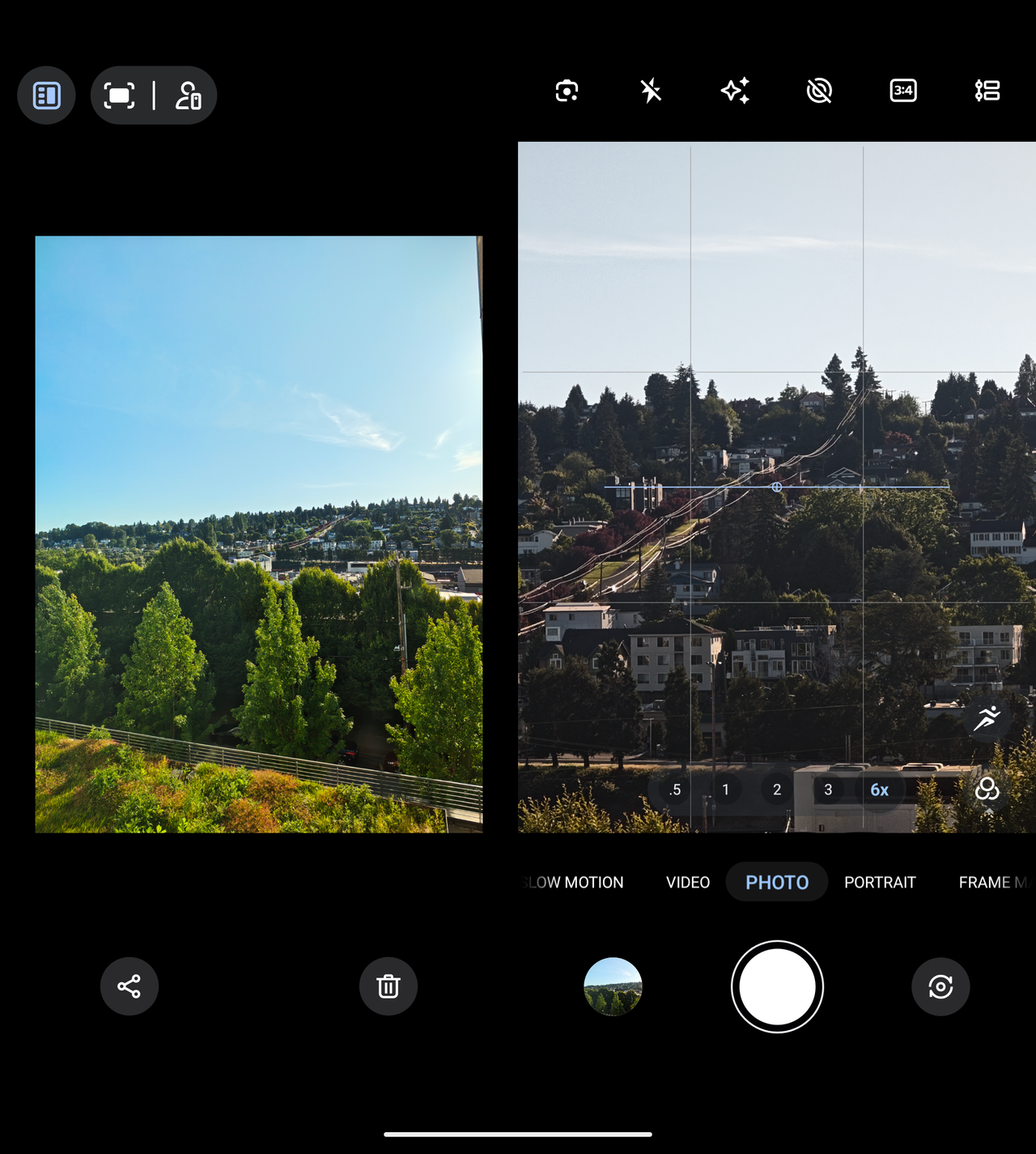 Motorola Razr Fold side-by-side camera preview