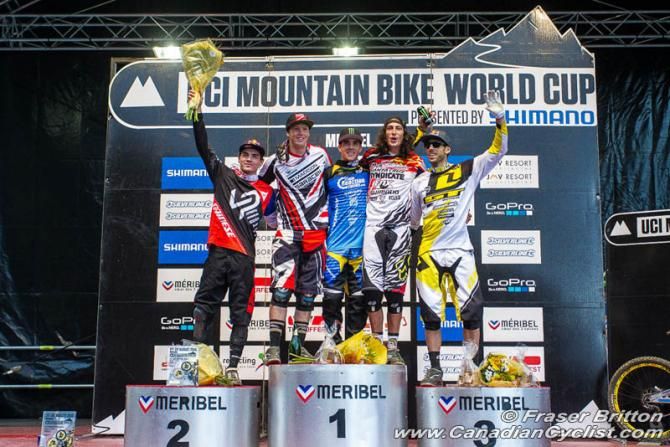 Men's podium: Loic Bruni, Matthew Simmonds, Sam Hill, Josh Bryceland, Gee Atherton
