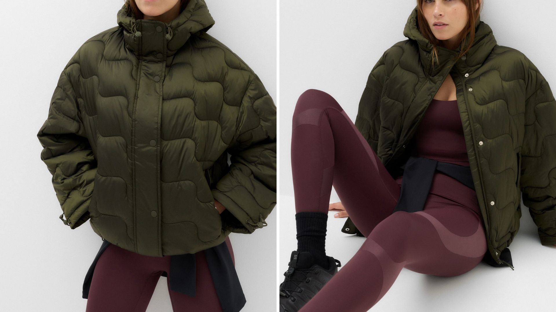 two images of the Stormwear&amp;trade; Quilted Hooded Puffer Jacket
