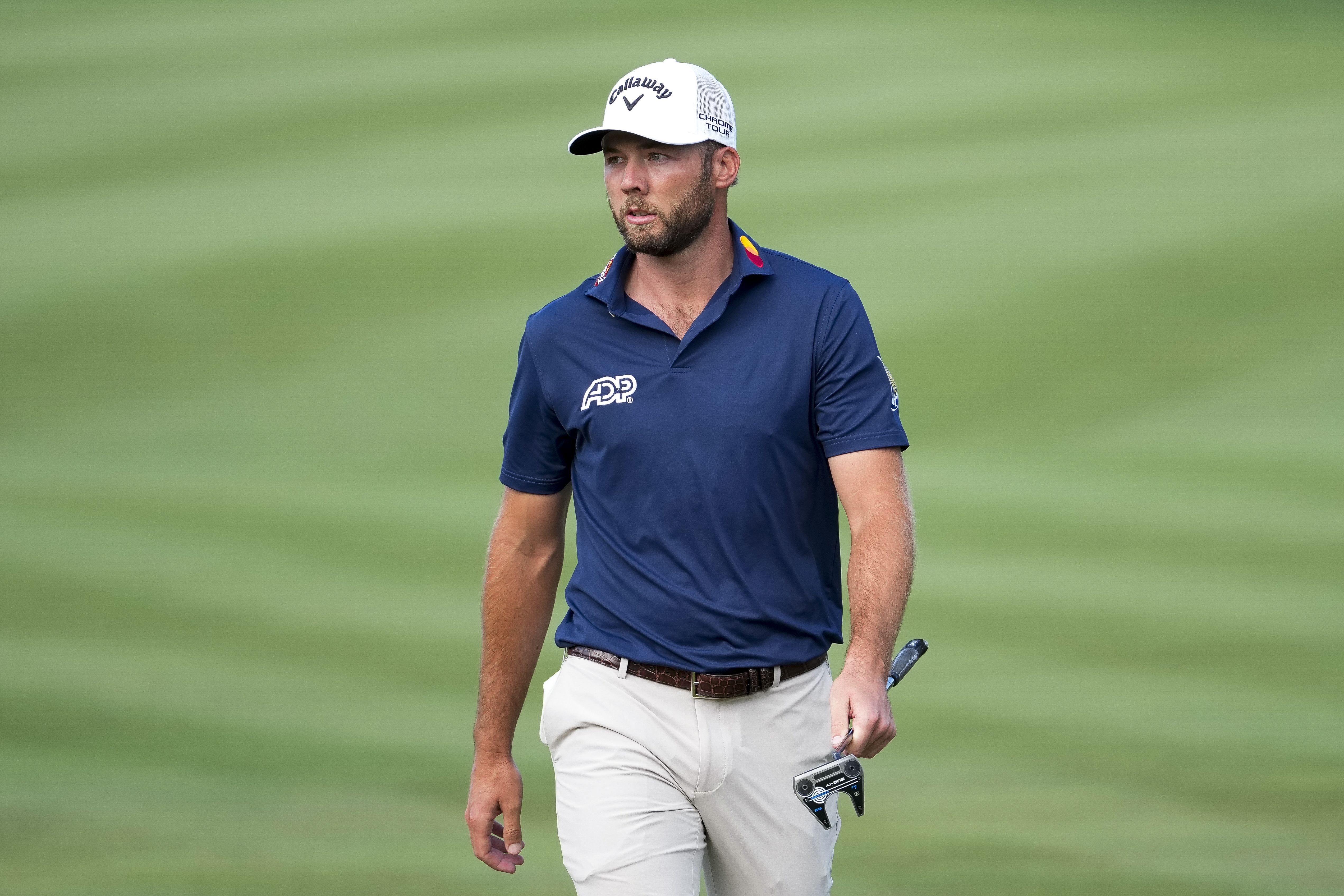 Sam Burns looks on while playing the seventh hole during the second round of THE PLAYERS Championship at Stadium Course at TPC Sawgrass
