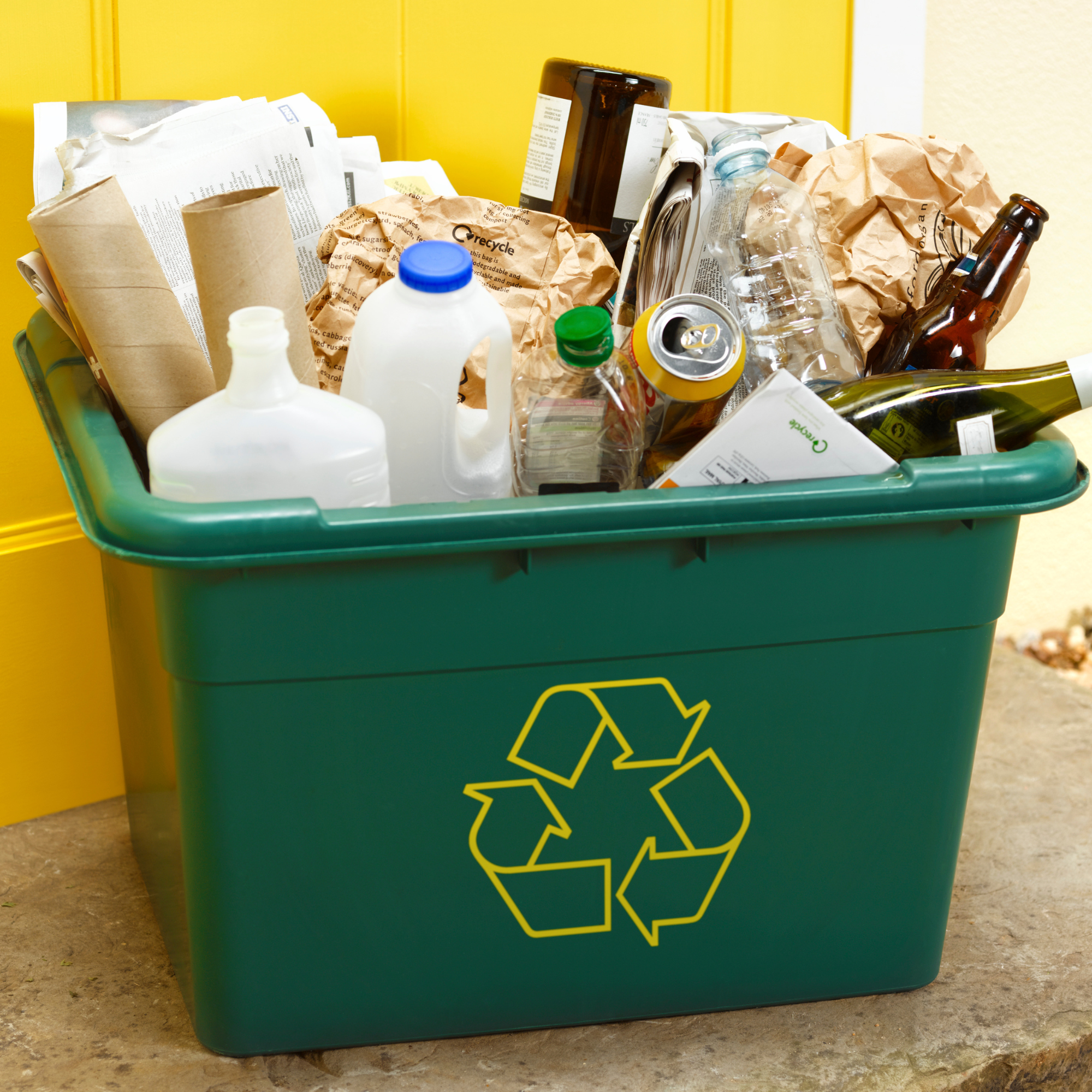 full recycling bin
