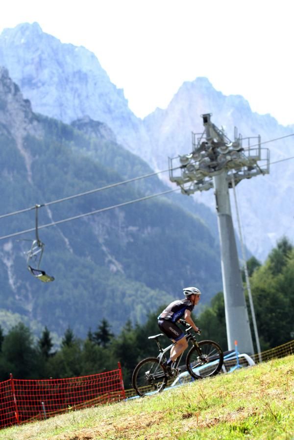A racer climbs at the European Masters' championships
