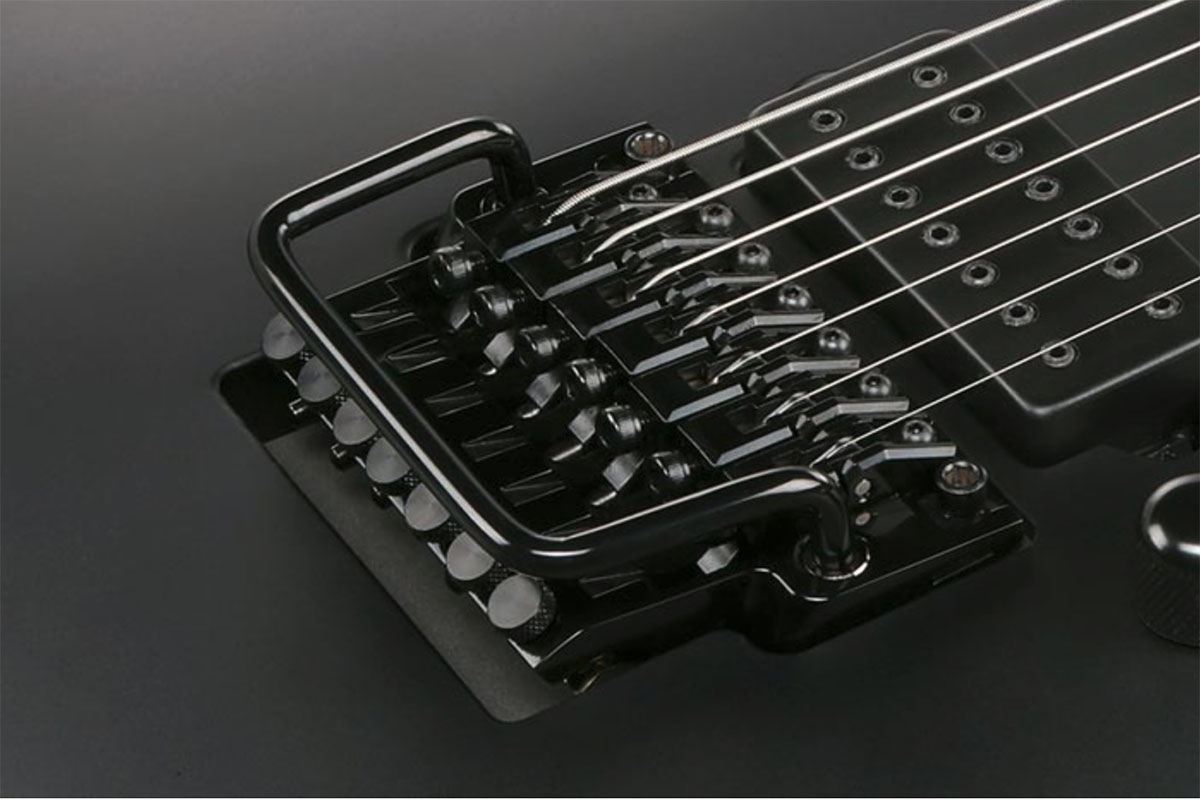 The Ibanez K7YIN James Munky Shaffer Signature has a Lo Pro 7 floating vibrato with a U-bar &amp;ndash; it does all the same things as a regular whammy bar but with a much different action.