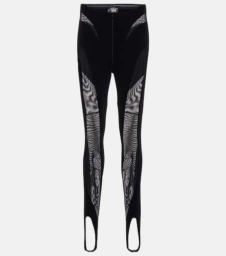 X Mugler Flock Shaping Paneled Stirrup Leggings