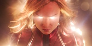 Captain Marvel glowing with cosmic power