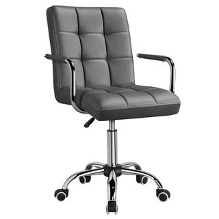 Amazon PU leather office chair in light grey cut out