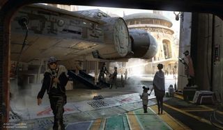 Concept Art of the Millennium Falcon at Star Wars Galaxy's Edge