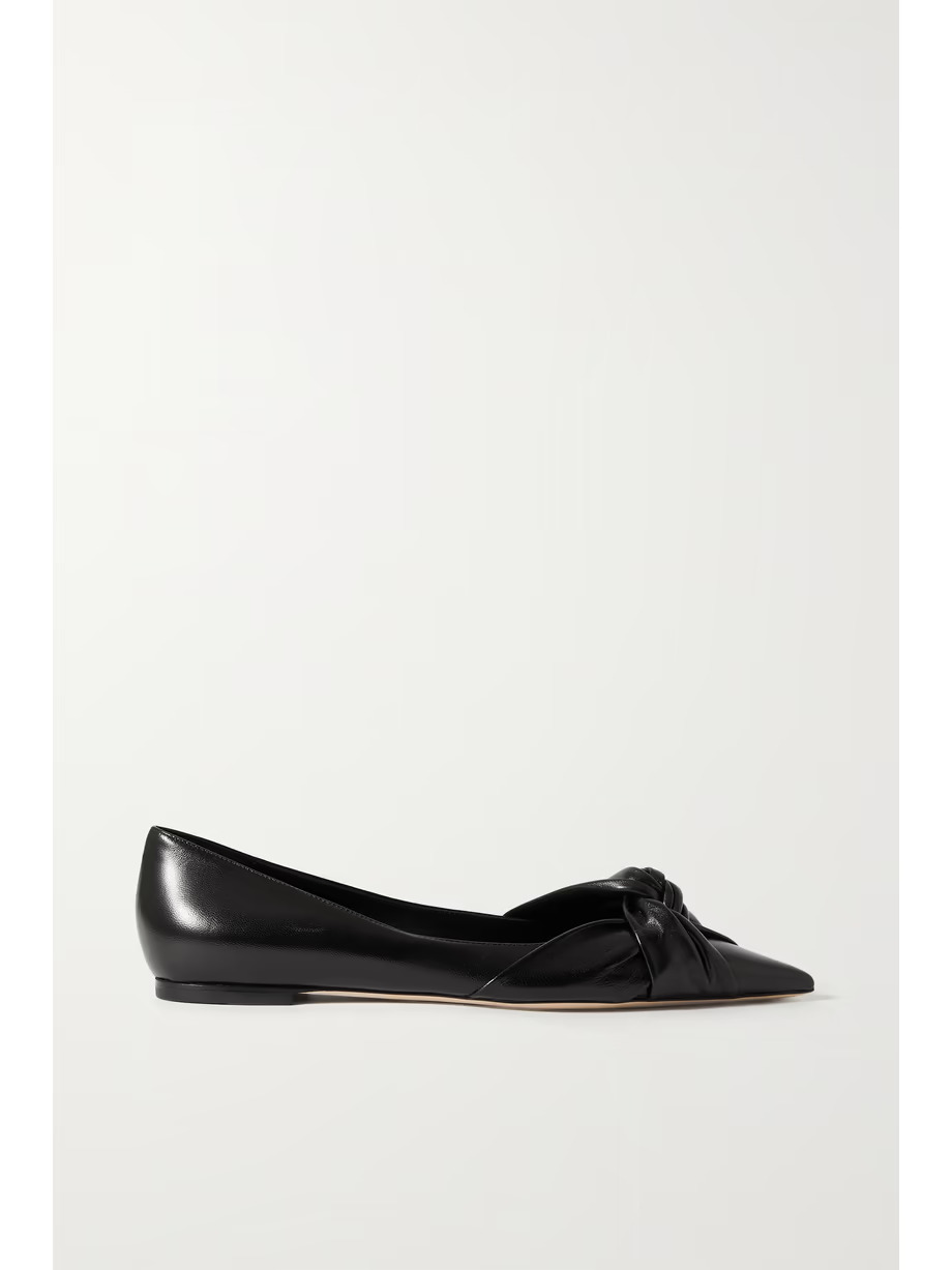 JIMMY CHOO, Hedera knotted leather point-toe flats