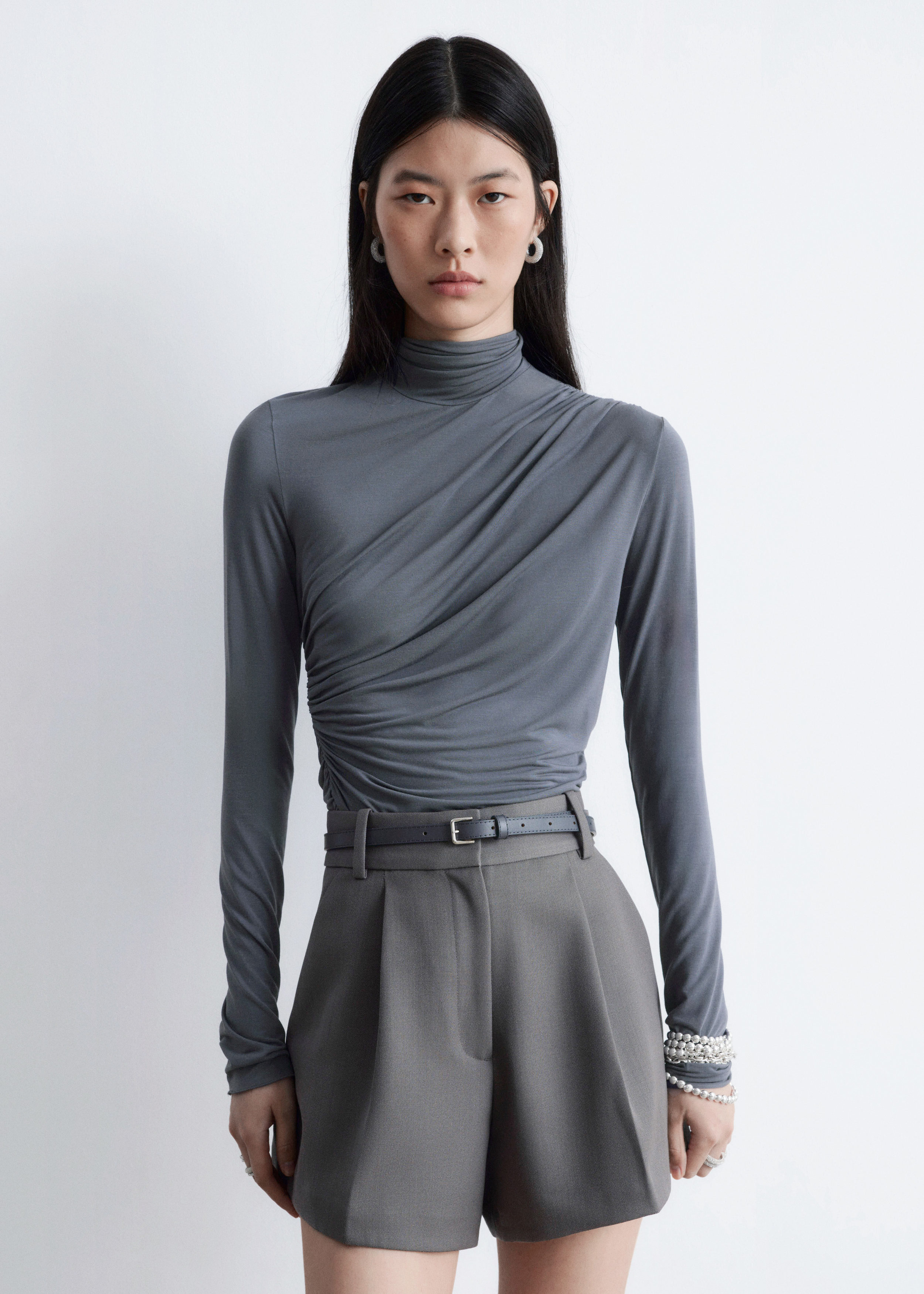 Draped Turtleneck Top