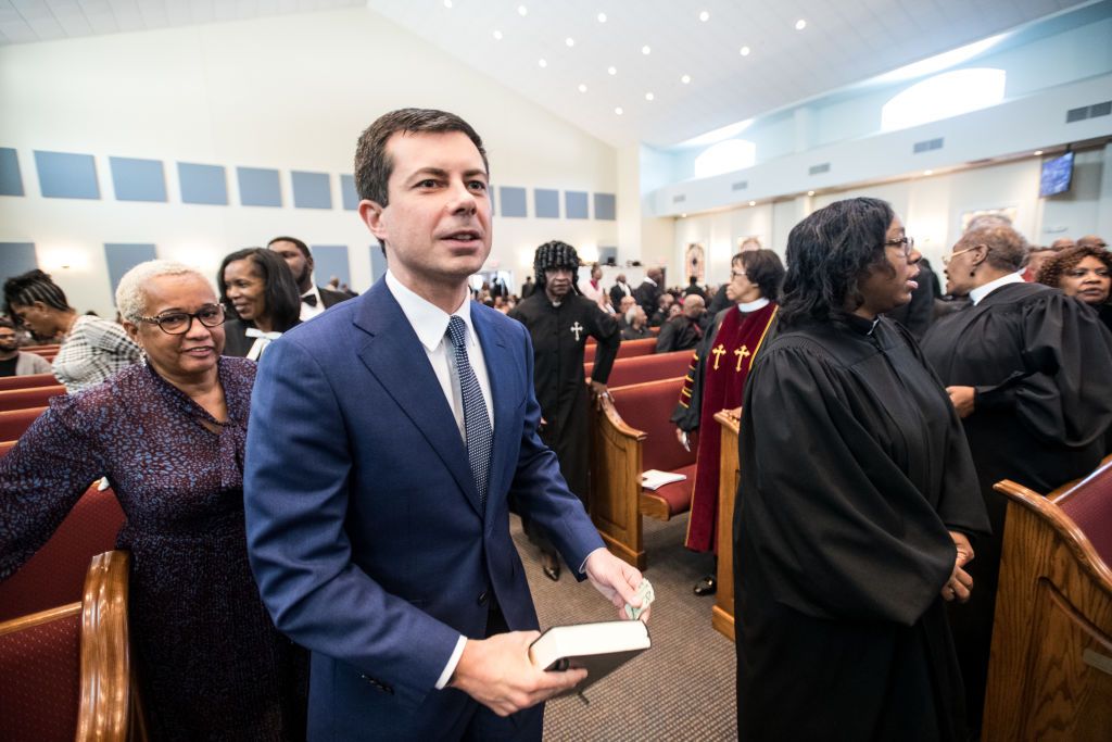 Pete Buttigieg in church