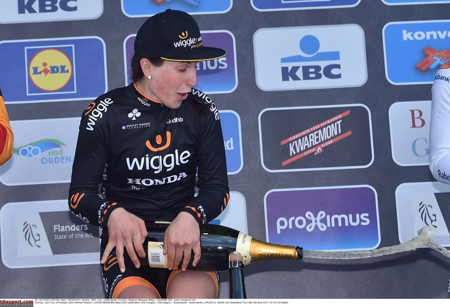 Unlike her attack, Elisa Longo Borghini's Tour of Flanders podium celebrations were a bit early