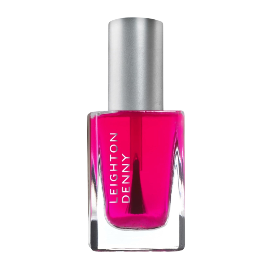 A product shot of the LEIGHTON DENNY Nail Polish in shade Less Is More (a sheer pink tint-like polish), on a white background