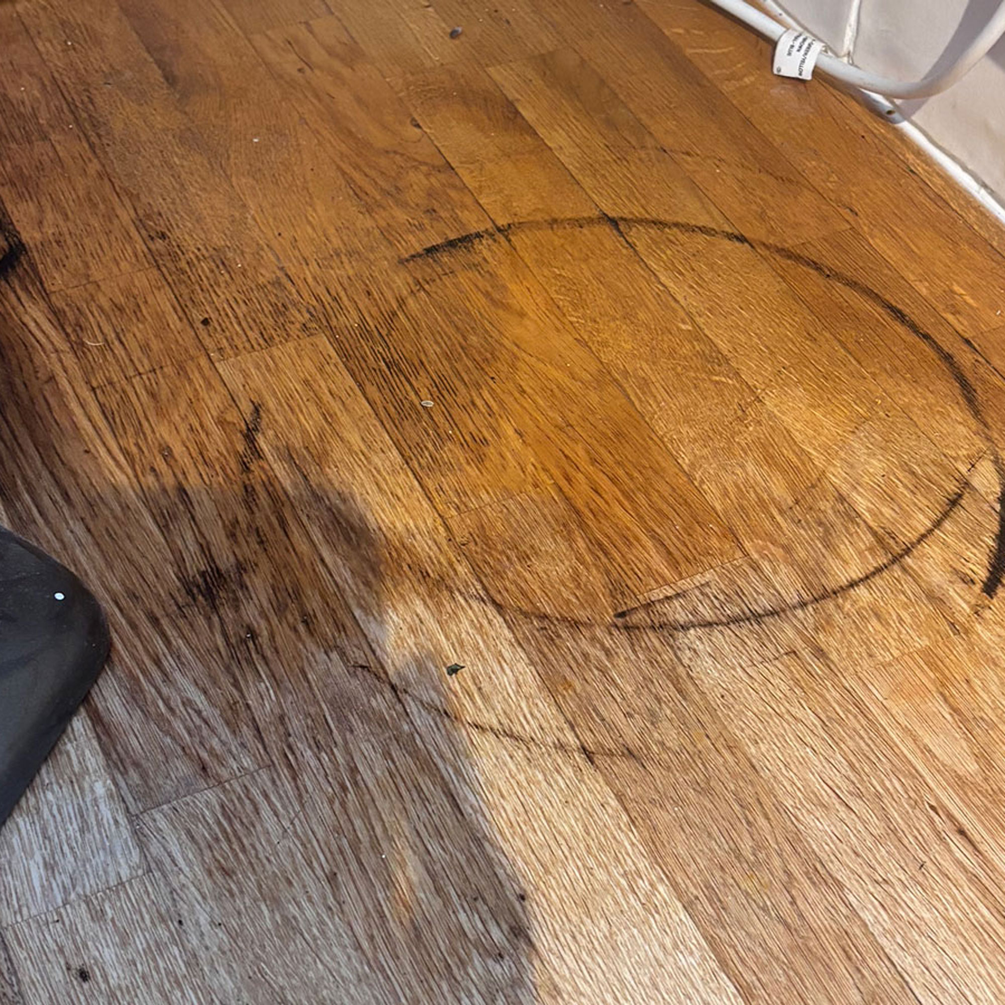 wooden worktops stained with black rings