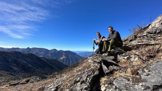 Andrew and Richard sitting in the Sakteng Wildlife Sanctuary in Bhutan.