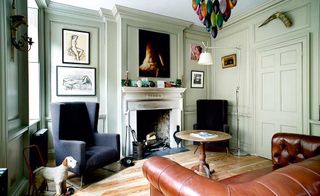 period style living room with restored original features and panelling