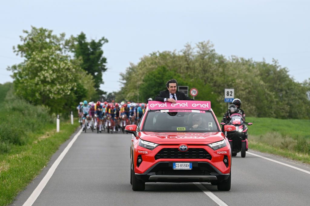 FOSSANO ITALY MAY 06 Urbano Cairo of Italy President of RCS Media group and President of Torino Football Club during the 107th Giro dItalia 2024 Stage 3 a 166km stage from Novara to Fossano 374m UCIWT on May 06 2024 in Fossano Italy Photo by Dario BelingheriGetty Images