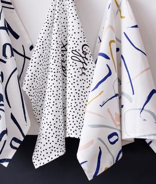 Printed clothes with white walls